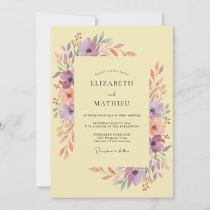 Invitation Mariage Aquarelle Jaune Pâle Joyeux