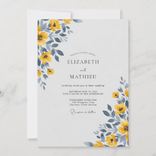 Invitation Mariage aquarelle jaune serein