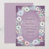 Invitation Mariage aquarelle lavande (Devant / Derrière)