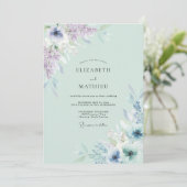 Invitation Mariage aquarelle lilas céladon (Debout devant)