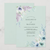 Invitation Mariage aquarelle lilas céladon (Devant / Derrière)