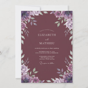Invitation Mariage aquarelle lilas mauve