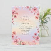 Invitation Mariage aquarelle lumineux rose (Debout devant)