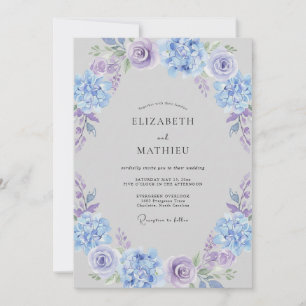Invitation Mariage Aquarelle Luxuriant au Bleu Myosotis