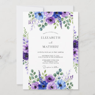 Invitation Mariage aquarelle luxuriant violet