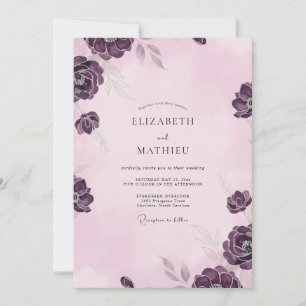 Invitation Mariage Aquarelle Mauve Améthyste