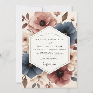 Invitation Mariage Aquarelle Mauve Ardoise