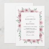 Invitation Mariage aquarelle mauve subtil (Devant / Derrière)