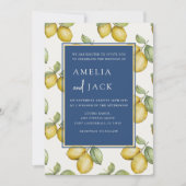 Invitation Mariage aquarelle moderne citrons et feuillage (Devant)