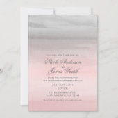 Invitation Mariage Aquarelle Moderne Rose et Gris Clair (Devant)
