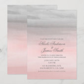 Invitation Mariage Aquarelle Moderne Rose & Gris Clair (Devant / Derrière)