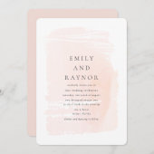 Invitation Mariage Aquarelle Moderne Rose Pâle (Devant / Derrière)