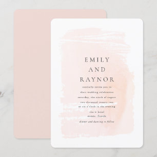 Invitation Mariage Aquarelle Moderne Rose Pâle