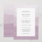 Invitation Mariage aquarelle moderne violet (Devant / Derrière)