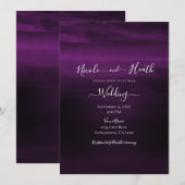 Invitation Mariage Aquarelle Moderne Violet Prune Mélancoliqu (Devant / Derrière)