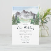 Invitation Mariage Aquarelle Montagne (Debout devant)