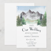 Invitation Mariage Aquarelle Montagne (Devant / Derrière)