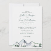 Invitation Mariage Aquarelle Montagnes Rustique (Devant)