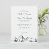 Invitation Mariage Aquarelle Montagnes Rustique (Debout devant)