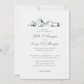Invitation Mariage aquarelle Montagnes Rustique (Devant)