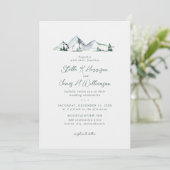 Invitation Mariage aquarelle Montagnes Rustique (Debout devant)