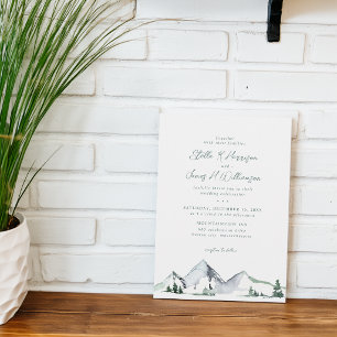 Invitation Mariage Aquarelle Montagnes Rustique