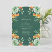 Invitation Mariage aquarelle orange forêt (Debout devant)