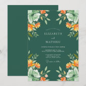 Invitation Mariage aquarelle orange forêt (Devant / Derrière)