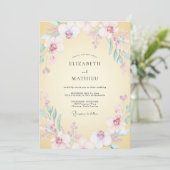 Invitation Mariage aquarelle orchidée au beurre (Debout devant)