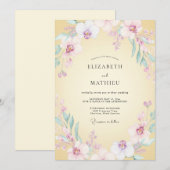Invitation Mariage aquarelle orchidée au beurre (Devant / Derrière)