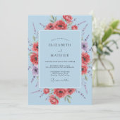 Invitation Mariage aquarelle pavot corail (Debout devant)