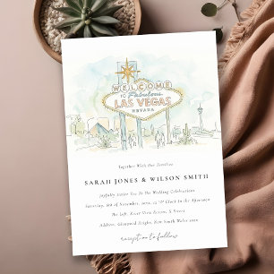 Invitation Mariage aquarelle paysage Las Vegas Nevada