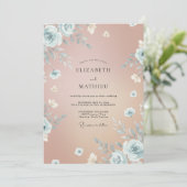 Invitation Mariage aquarelle pêche ardoise (Debout devant)