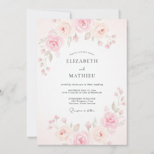 Invitation Mariage aquarelle pêche rose