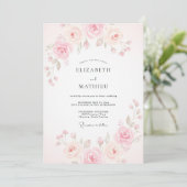 Invitation Mariage aquarelle pêche rose (Debout devant)
