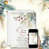 Invitation Mariage | Aquarelle Pine Mistletoe et Berries