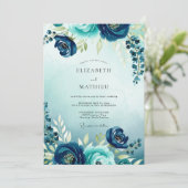 Invitation Mariage aquarelle prospère sarcelle (Debout devant)