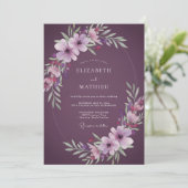 Invitation Mariage aquarelle prune de prairie (Debout devant)