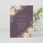 Invitation Mariage aquarelle prune mauve (Debout devant)