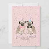 Invitation Mariage aquarelle Pug rose (Dos)