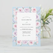 Invitation Mariage aquarelle rose bleuet (Debout devant)
