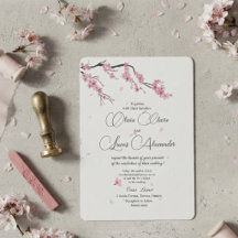 Mariage aquarelle rose cerisier élégant