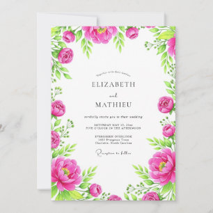 Invitation Mariage Aquarelle Rose Chaud et Animé
