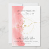 Invitation MARIAGE | Aquarelle Rose corail (Devant)