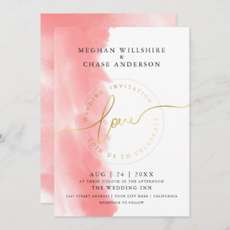 Invitation MARIAGE | Aquarelle Rose corail