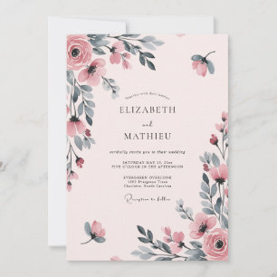 Invitation Mariage Aquarelle Rose Éthérée