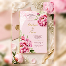 Mariage aquarelle rose pivoine rose tendre