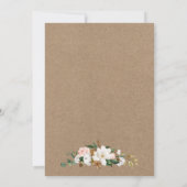 Invitation Mariage Aquarelle Roses Blanc Magnolias Kraft (Dos)