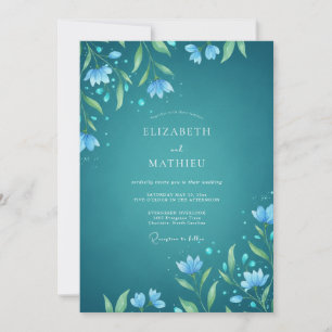 Invitation Mariage aquarelle sarcelle azur