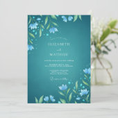 Invitation Mariage aquarelle sarcelle azur (Debout devant)
